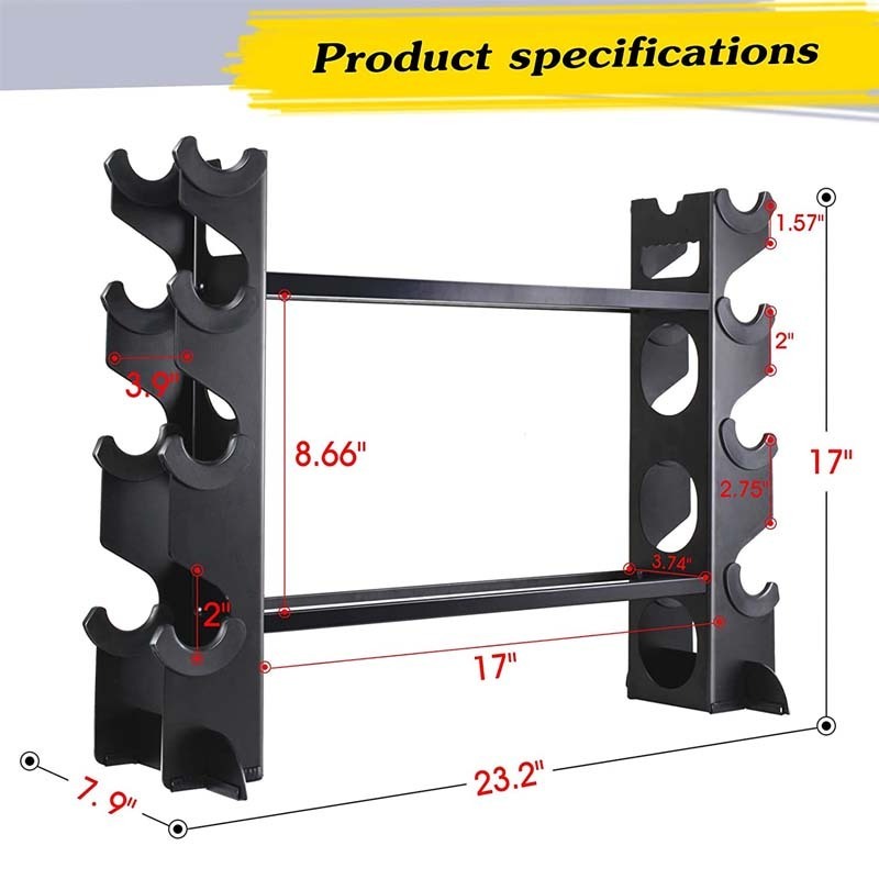 Rouser Fitness 2 Tier Dumbbell Rack Stand 500LBS 20.50 x 8.50 x 27.00 inch Home Gym Dumbbell Storage Steel Weight Rack