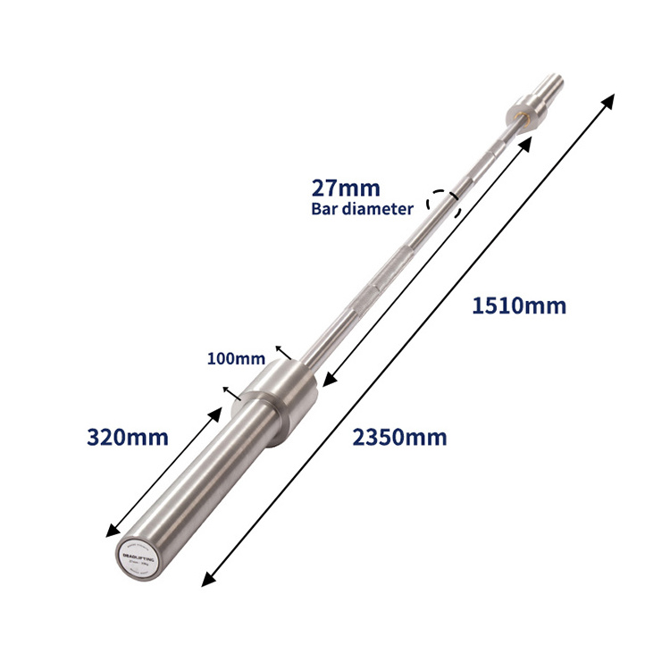 Rouser Fitness Deadlift Stainless Steel Barbell Bar Powerlifting 27*2350mm Training Barbell Rod Power Bar