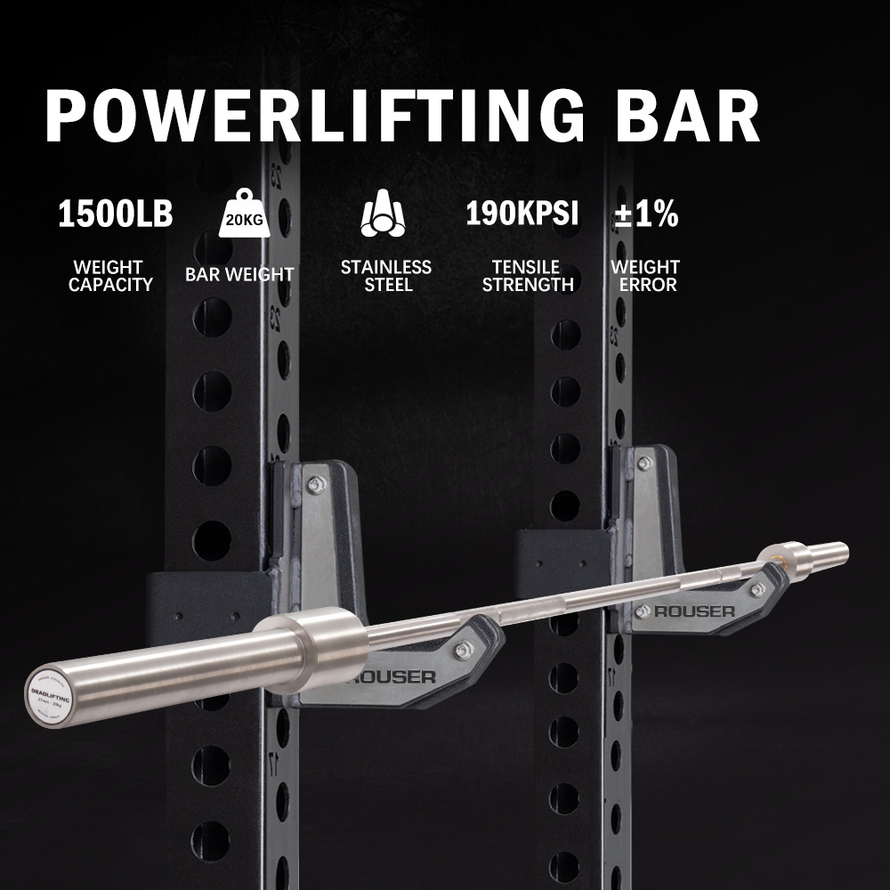 Rouser Fitness Deadlift Stainless Steel Barbell Bar Powerlifting 27*2350mm Training Barbell Rod Power Bar