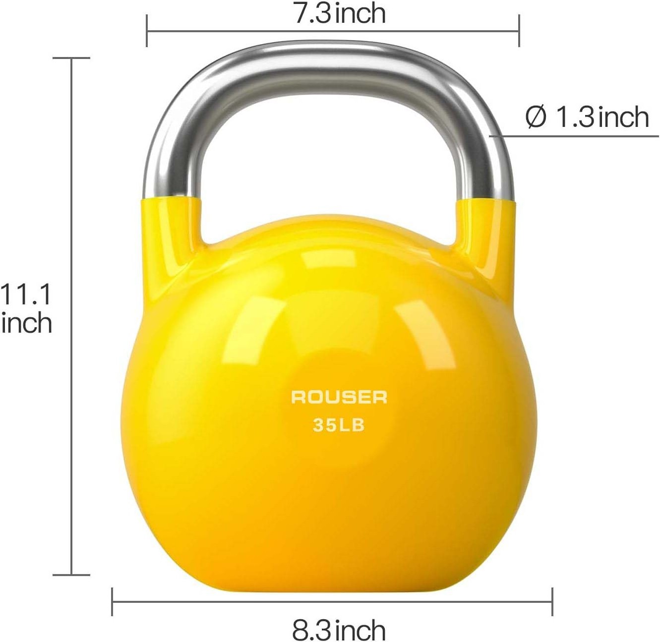 Rouser Fitness Pro Grade Alloy Steel Competition Kettlebell Handle Grip 10 15 20 25 30 35 40 45 LB Painting Kettlebell