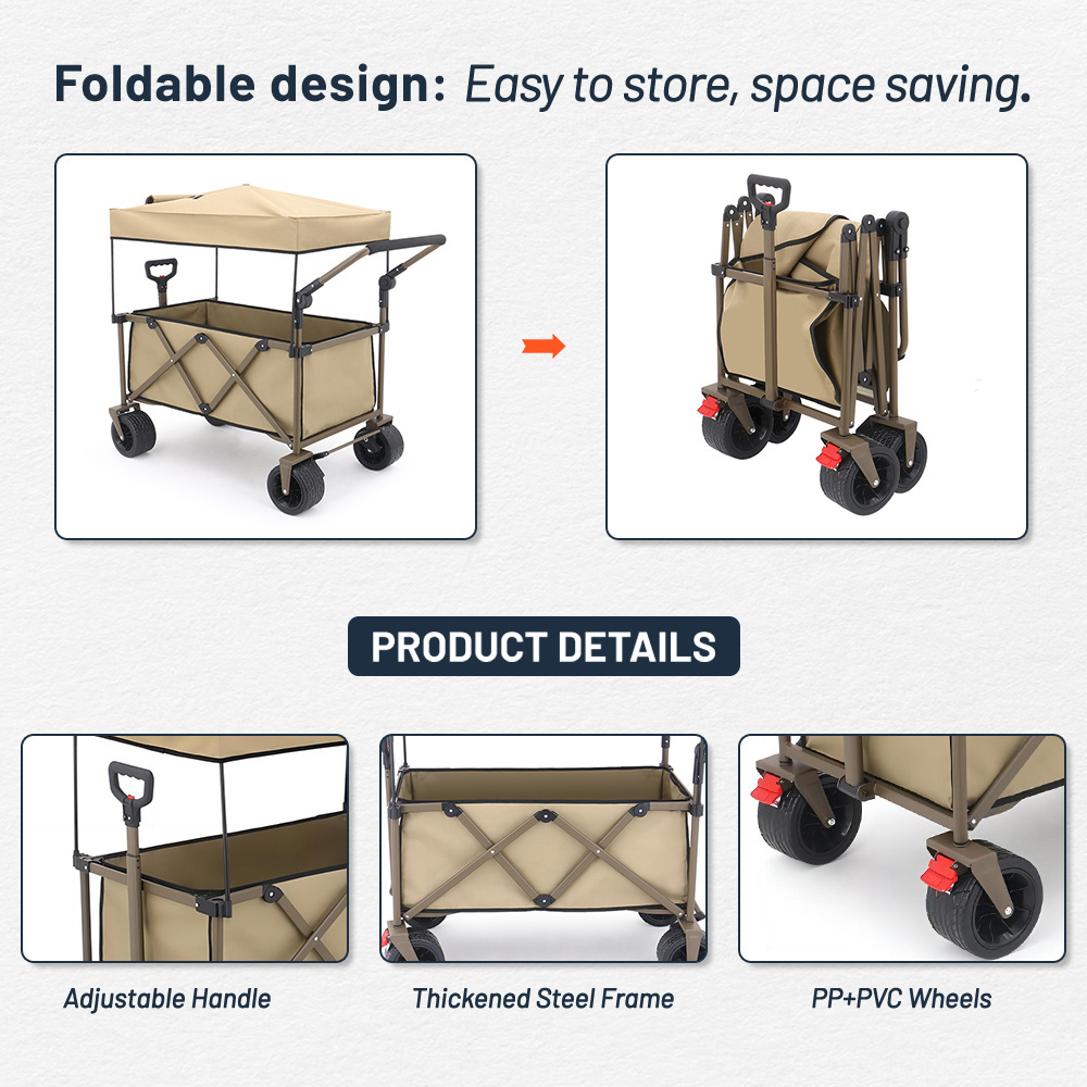 Rouser Outdoor Camping Folding All Terrain Utility Beach Outdoor Campers Four-wheeled Garden Storage Carts Wagon