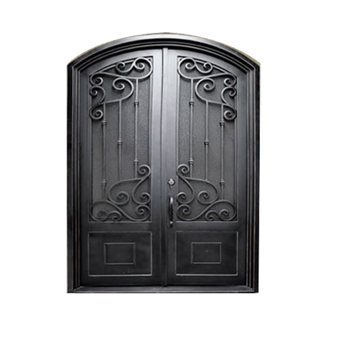 OEM Cheap Price Decoration Unique Wrought Iron Double Entry Doors