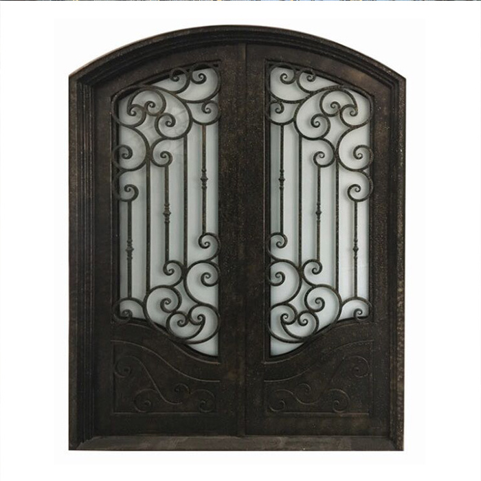 OEM Cheap Price Decoration Unique Wrought Iron Double Entry Doors