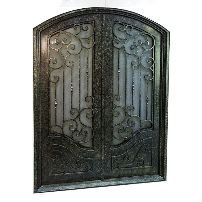 OEM Cheap Price Decoration Unique Wrought Iron Double Entry Doors