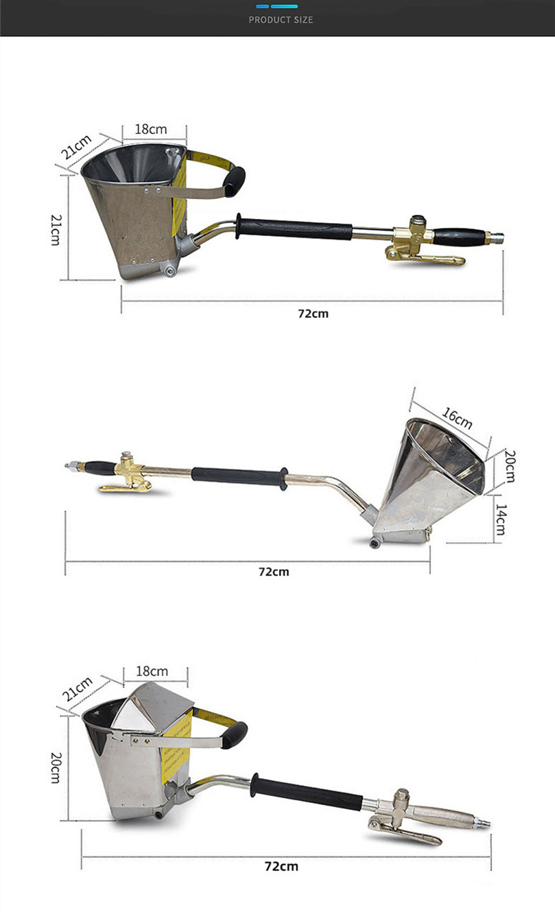 Air Plaster Gun Sprayer 4 Jet Paint Wall Concrete Tool Wall Roof Shovel Hopper Ladle Cement Spray Gun Mortar Spray Gun