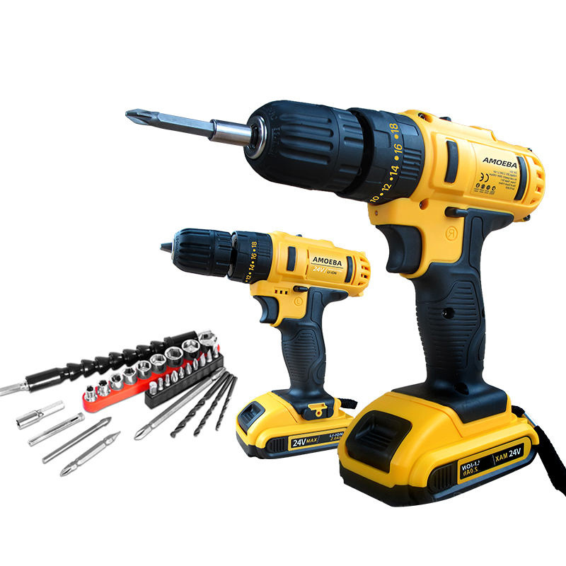 Original Hot Selling Electric Cordless Drill Set with Spare Parts Plastic Box  Li-ion Baterry Cordless Power Drill Kit Tools