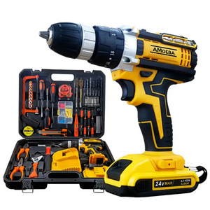 Original Hot selling Good Quality 21V Cordless Electric Drill Set with Two Batteries One Charger Plastic Box  Li-ion battery