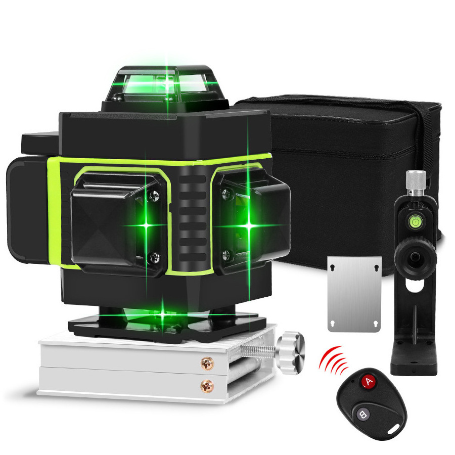 360 degree laser level machine green beam laser cross 12 line self leveling 4D auto rotary construction laser level