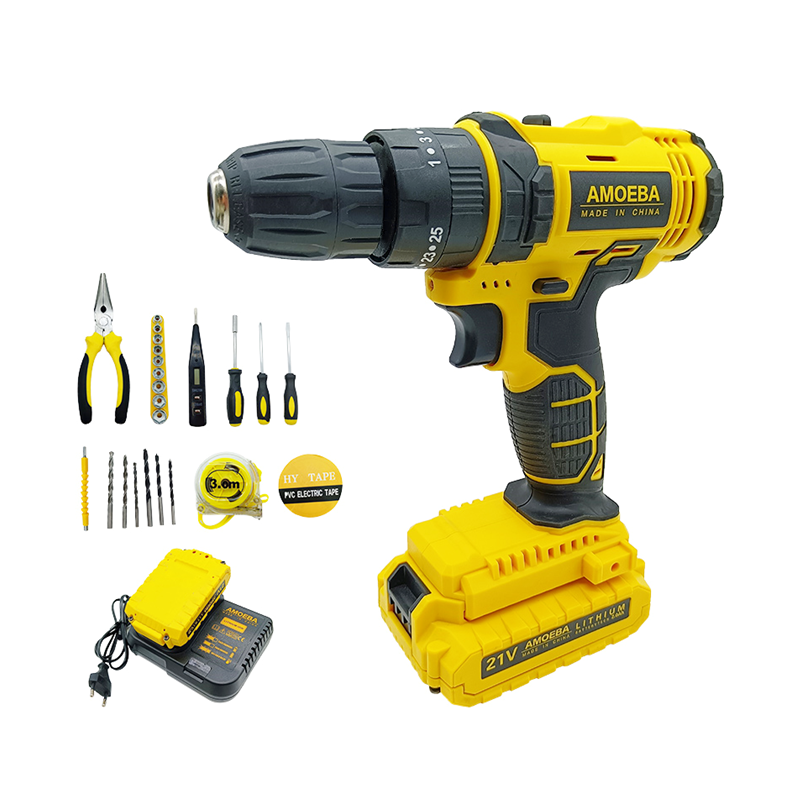 Best Hot selling  High quality Li-ion Battery Impact Drill Machine Cordless Drill Set box 21V electric mini wood tool kit