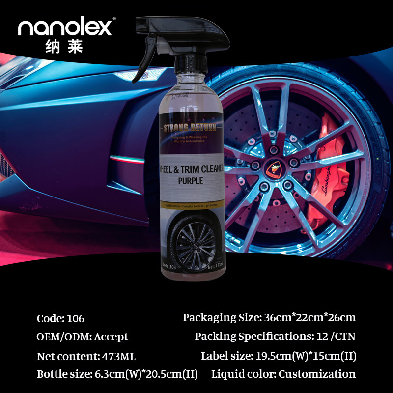 Nanolex 106 500ML Powerful Remover Rust Stains Spray Purple Alloy Brake Rim Wheel Cleaner