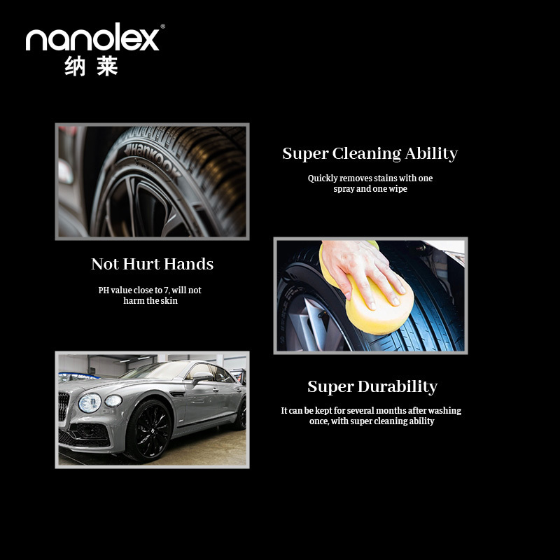 Nanolex 703B Lasting Glossy Shine Wet Tire Coating Spray Rich Black Tire Protection Wheel Dressing 500 ML