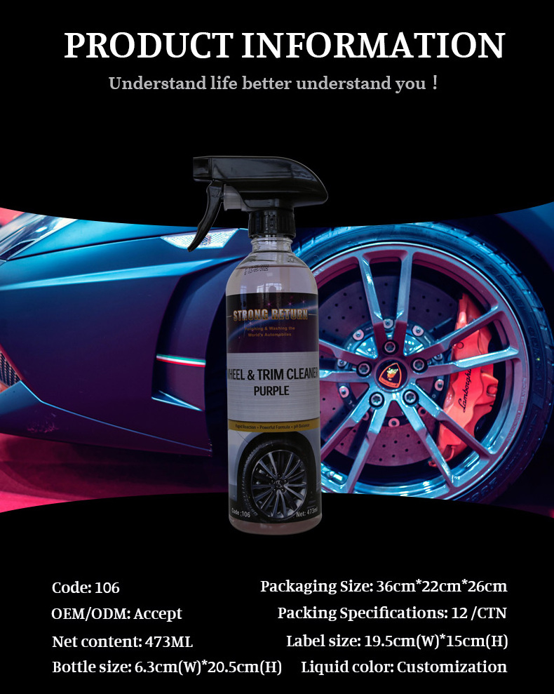 Nanolex 106 Private label Liquid Spray Cleaning Rust Remover car tire wheel rim spray Brake Cleaner Spray wheel cleaner