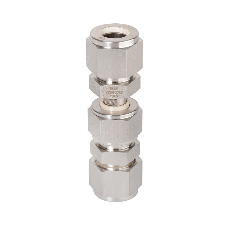 Stainless Steel SS316 Double Ferrules Short Dielectric Tube Fittings for Electric Vehicle