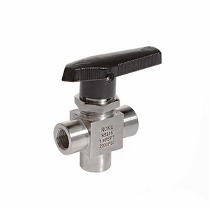 Stainless Steel 316 NPT 1/4" thread 3 way One-piece Instrumentation Ball Valve