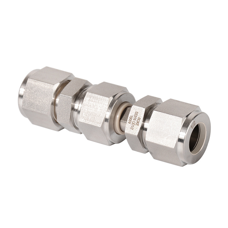 Stainless Steel SS316 Double Ferrules Short Dielectric Tube Fittings for Electric Vehicle