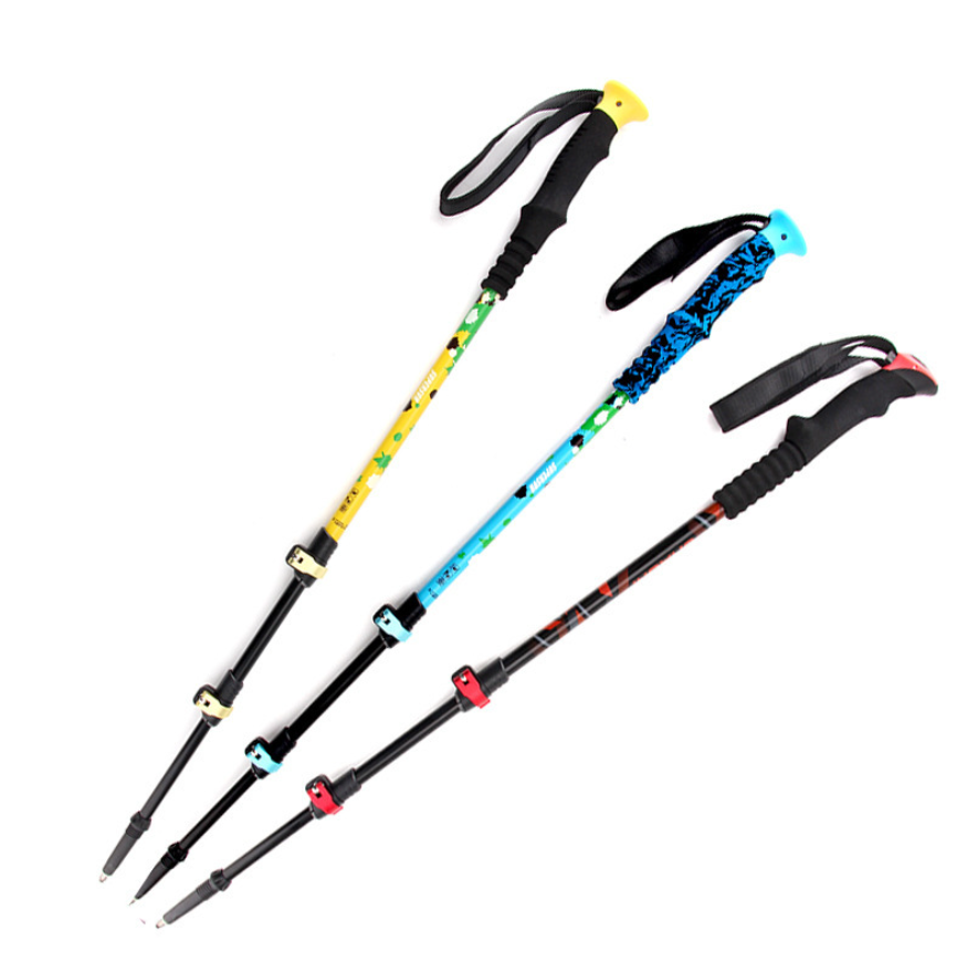 Extension-type Outdoor Telescopic Hiking Poles Solid Durable Trekking Poles Ultra-light Aluminum Alloy Walking Hiking Cane Stick