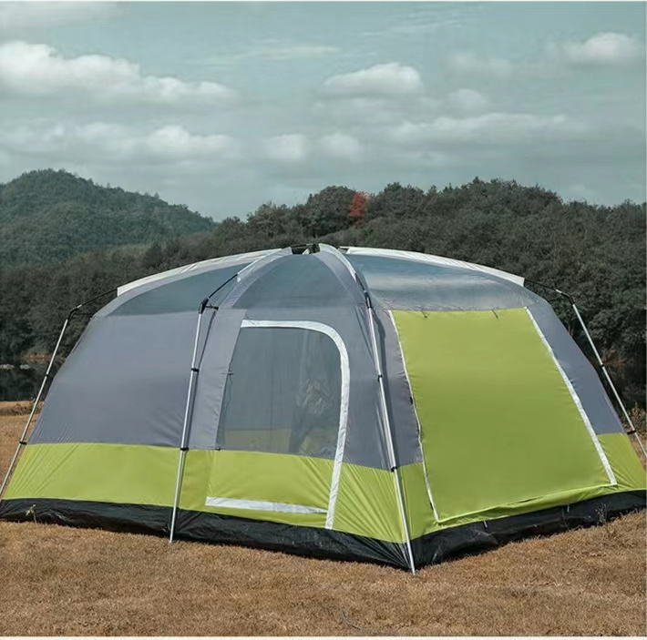 Two Room Double Layer Extra Large Outdoor Camping Tents 4-10 Persons Waterproof Outdoor Family Luxury Big Camping Tent