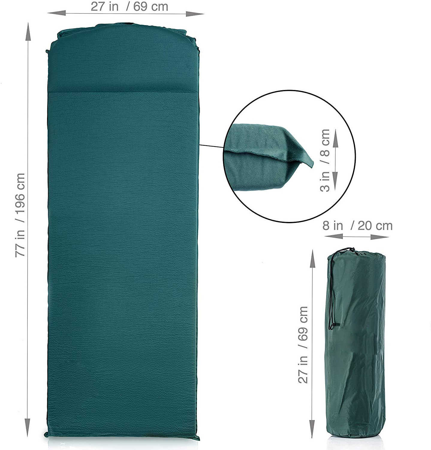 3'' Foam Sleeping Pad Mat Customize Self Inflatable Mattress Outdoor Camping Inflatable Mattress