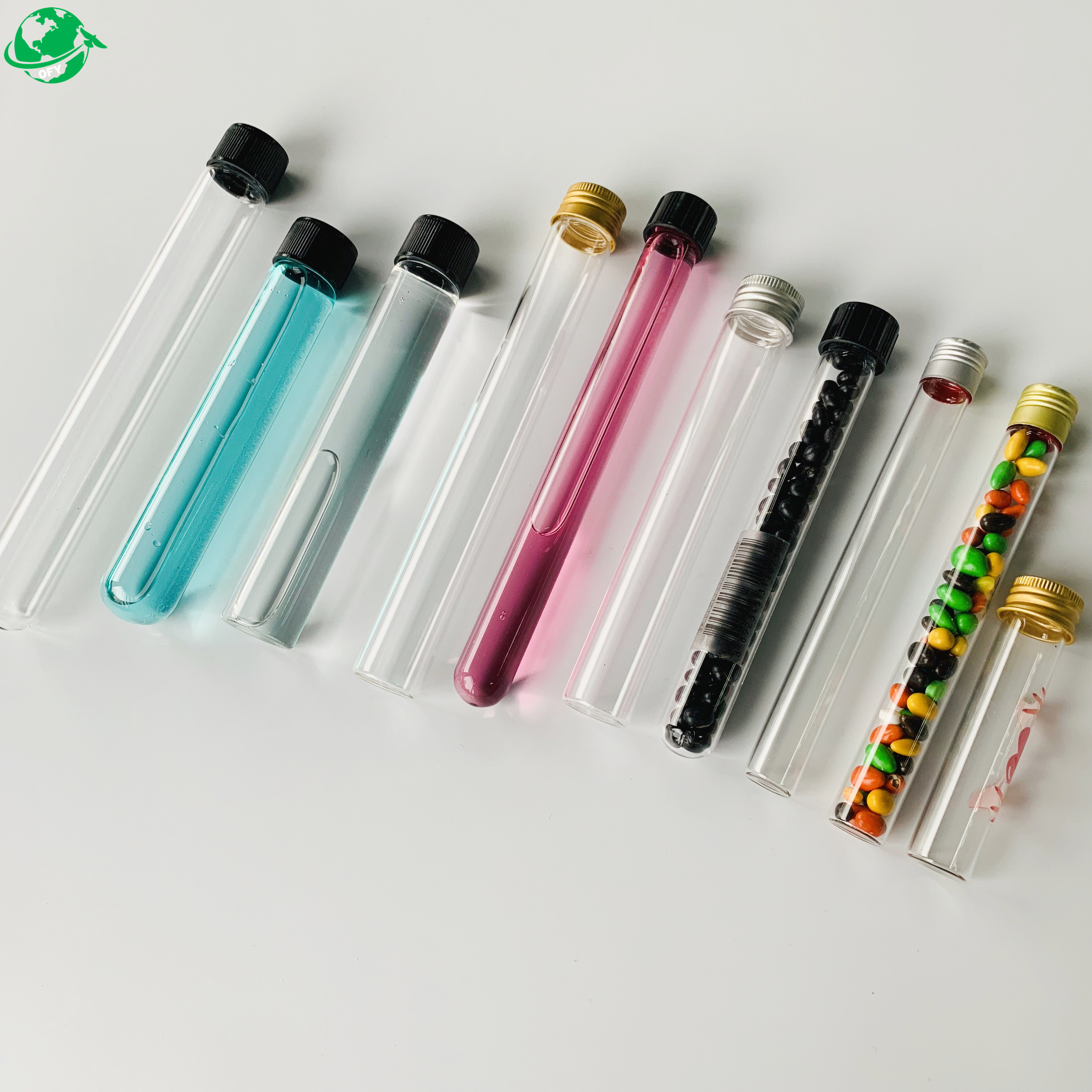 2022 new products 116mm screw top glass tube with customized for packwoods