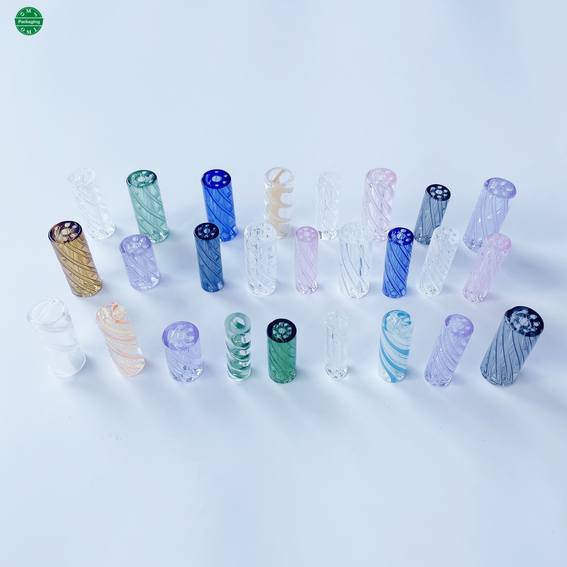 Wholesales black purple 12*20mm 11*23mm 11*25mm pasta tip custom logo glass filter tips for cigar