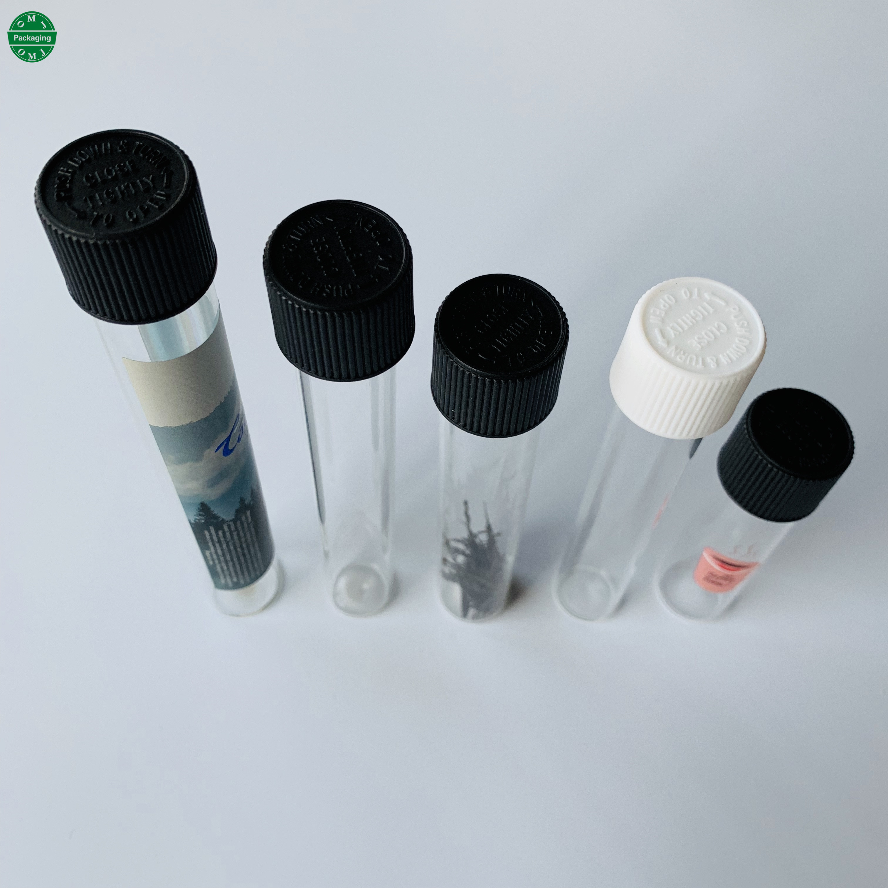 116mm Empty Connected tube packaging food grade packwoods child resistant Glass tube