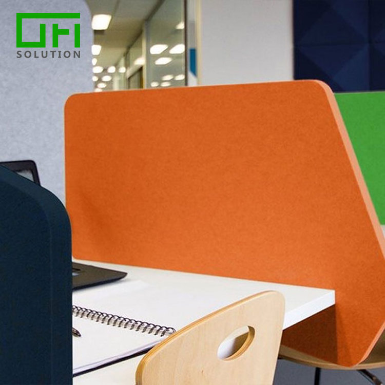 Eco-friendly  Polyester Fiber PET Acoustic Screen Panels Sound Absorbing Freestanding Acoustic Desk Divider