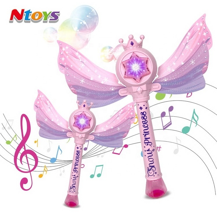 Magic Stick Snow Princess Toy for Girls Pink Bubble Machine Set with Light/Music/130ML Water Maquina De Burbujas