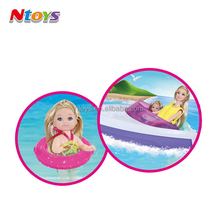 11 Inches Fashion Dolls Parent-child Doll Boat Toys Set Dolls for Girls