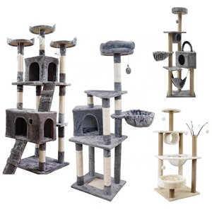 Large Cute Luxury Wood Cat Tower Cat Trees With High Quality Hammock