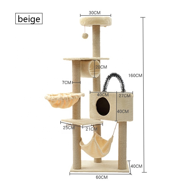 Large Cute Luxury Wood Cat Tower Cat Trees With High Quality Hammock