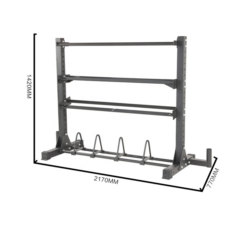 Multi function Gym equipment storage rack for wall ball kettlebell dumbbell bumper plate