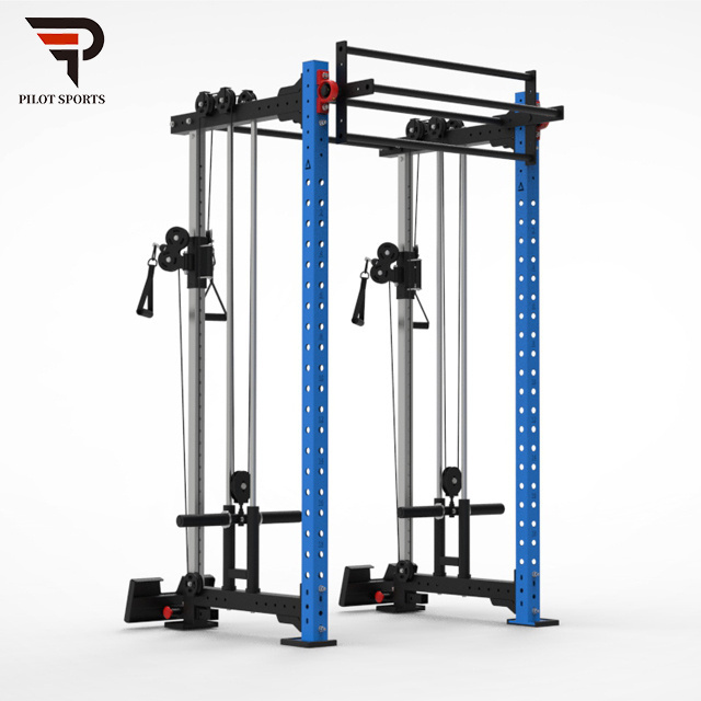 Pilot Sports Power rack squat rack gym equipment half rack with lat pull down