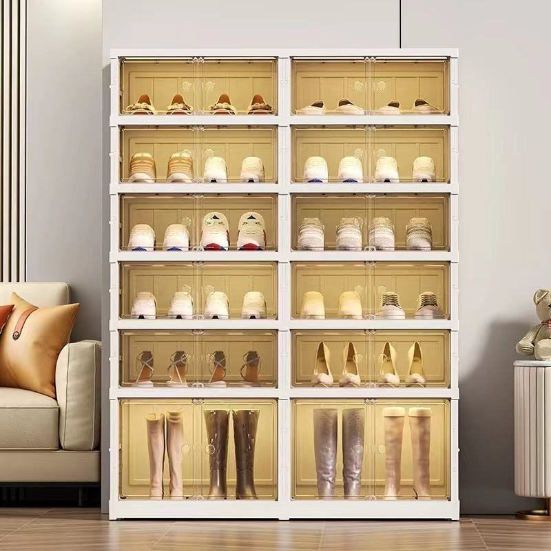 Installation Free Shoe Rack Cabinet Plastic Folding Durable Shoe Rack Storage Organizer 6 Tiers Collapsible Shoe Rack