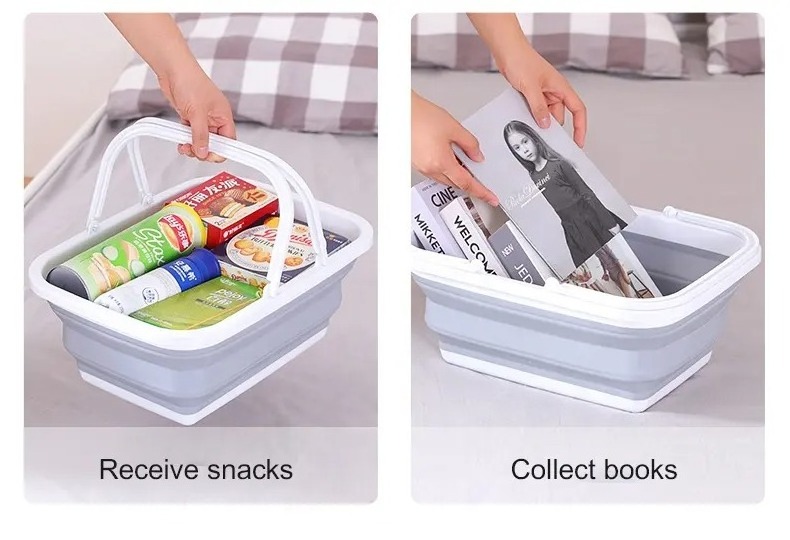 shopping collapsible crate folding plastic fruit and vegetable storage basket with handle