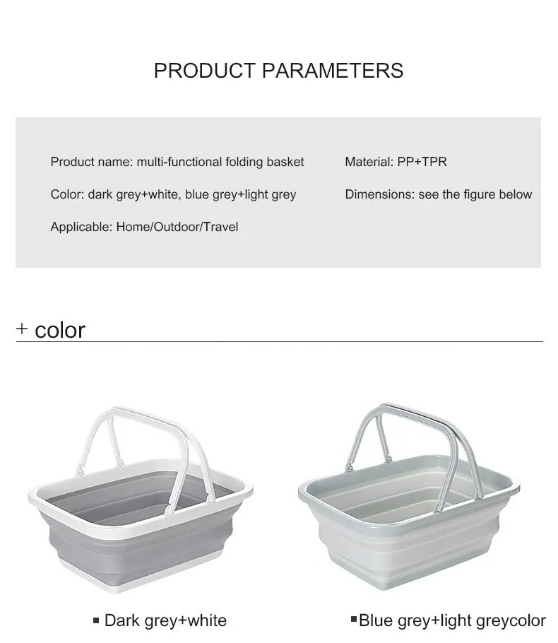 shopping collapsible crate folding plastic fruit and vegetable storage basket with handle