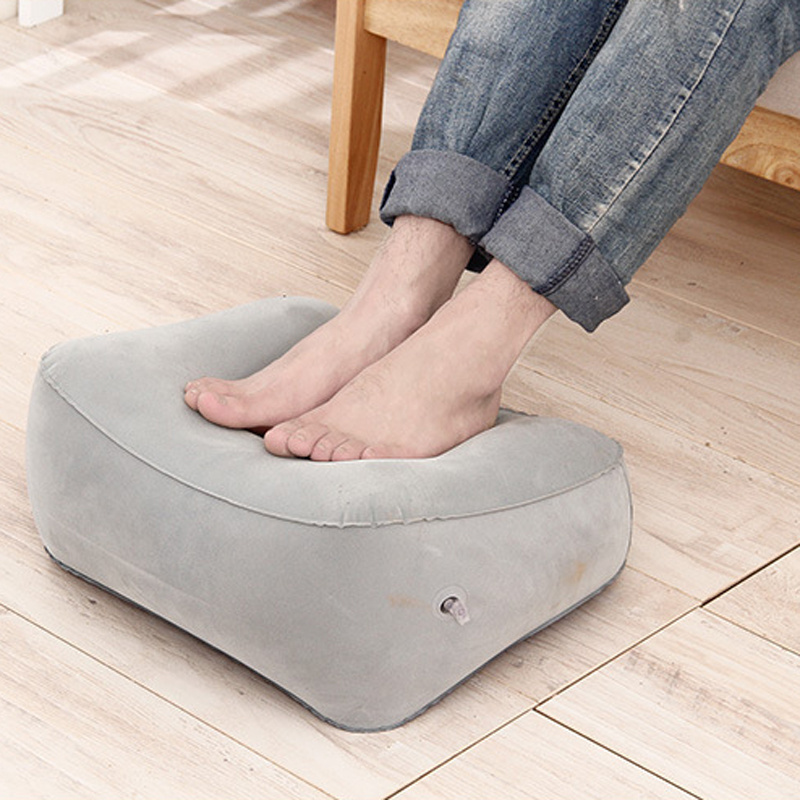 Portable Soft Footrest Pillow PVC Inflatable Foot Rest Folding Air Pillow Cushion Travel Office Home Leg Up Relaxing Feet Tool