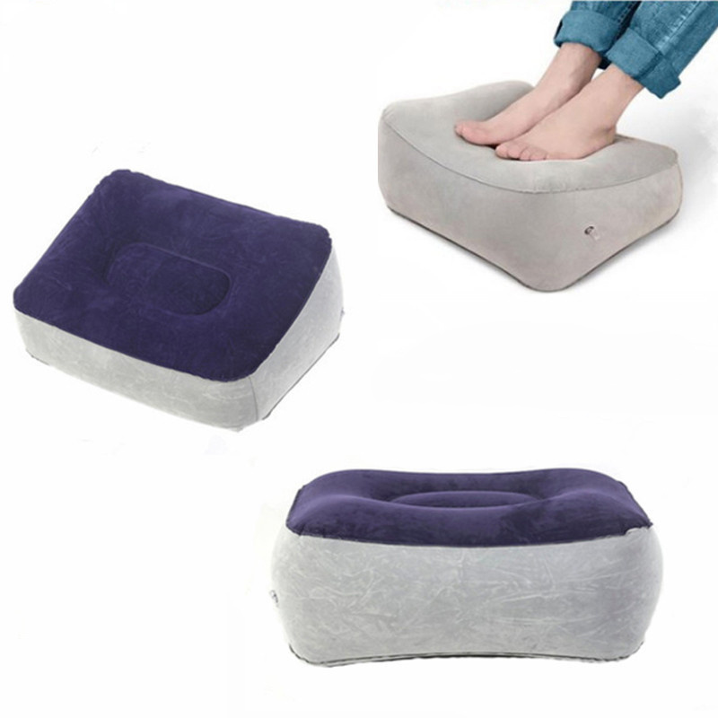 Portable Soft Footrest Pillow PVC Inflatable Foot Rest Folding Air Pillow Cushion Travel Office Home Leg Up Relaxing Feet Tool