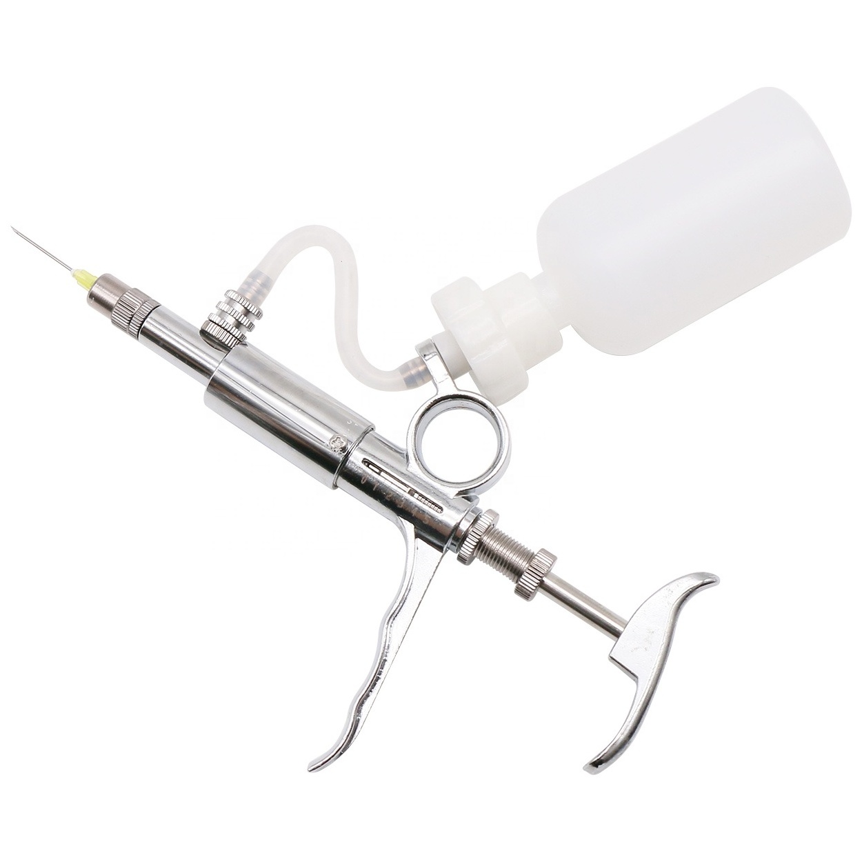 Automatic Vaccine Veterinary Syringe 5ml Stainless Steel Adjustable Continuous Injector Vaccination Dose Gun