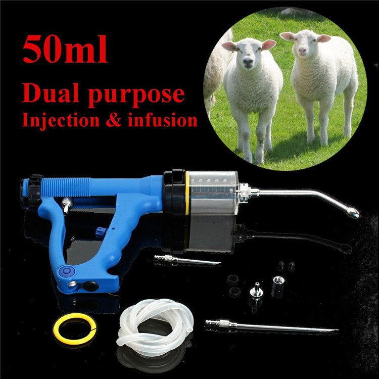 Livestock 50ml Plastic Veterinary Automatic Drencher Gun Continous Drenching Injector Feeding Syringe