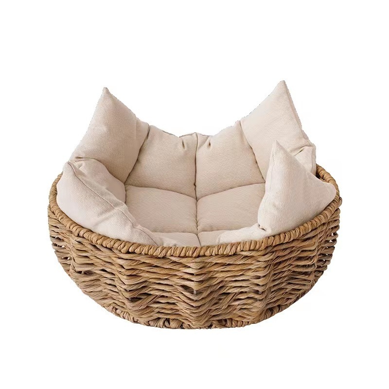 Custom Rectangular New Eco Friendly Summer Cooling Natural hand woven rattan pet bed seagrass dog bed