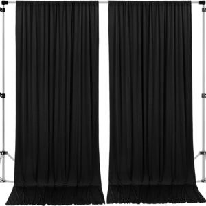 10ftx10ft Polyester Fabric Black Backdrop Curtain for Parties Wrinkle Free Backdrop Drapes Panels for Birthday Party Wedding