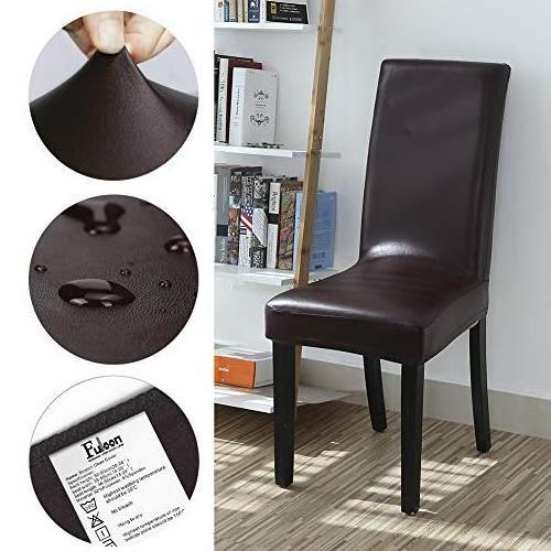 Dining Room Chair Protector Covers PU Leather Chair Slipcover Waterproof Oilproof Stretch Dining Chair overs for living room