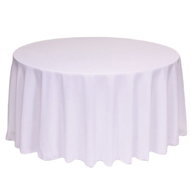 wholesale cheap custom fitted round tablecloth polyester white wedding table cloths for events