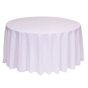 wholesale cheap custom fitted round tablecloth polyester white wedding table cloths for events