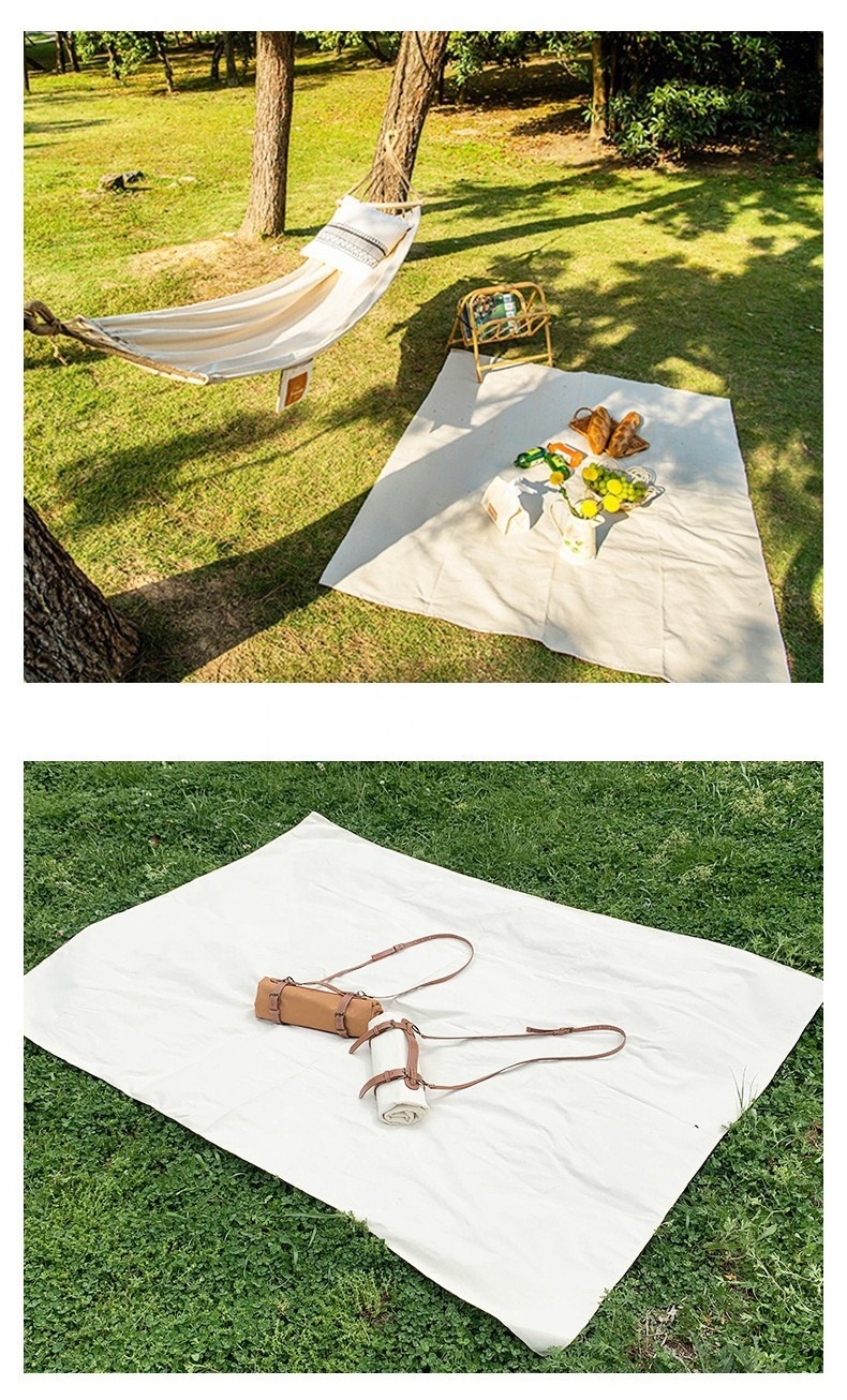 Portable Waterproof Inflatable Beach Mats Thickened Acrylic Fabric Picnic Mattress With Leather Strap For Outdoor Camping