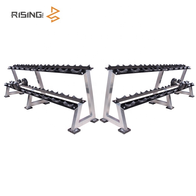 Rising commercial gym equipment hex barbell dumbbell storage rack gym dumbbell set dumbbells set with rack