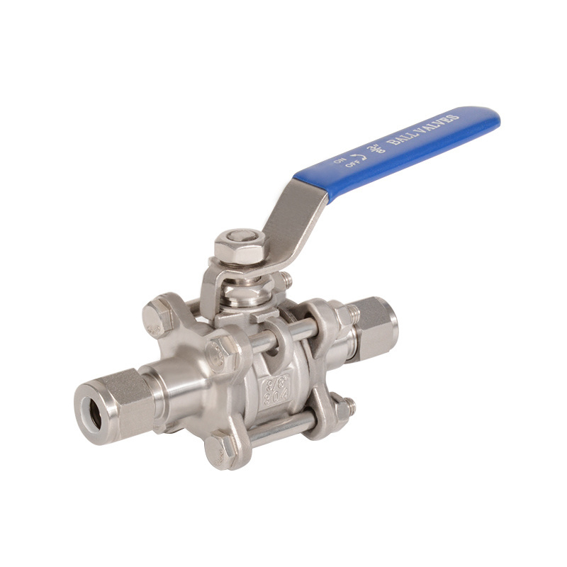 Stainless Steel SS316 1000psi Double Ferrules Compression 3 Pieces Casting Ball Valve with Tube Fitting