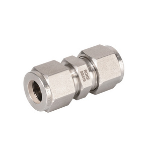 Hydraulic OD 1/4 Stainless Steel Union Connector , Compression Double Ferrule Tube Fittings