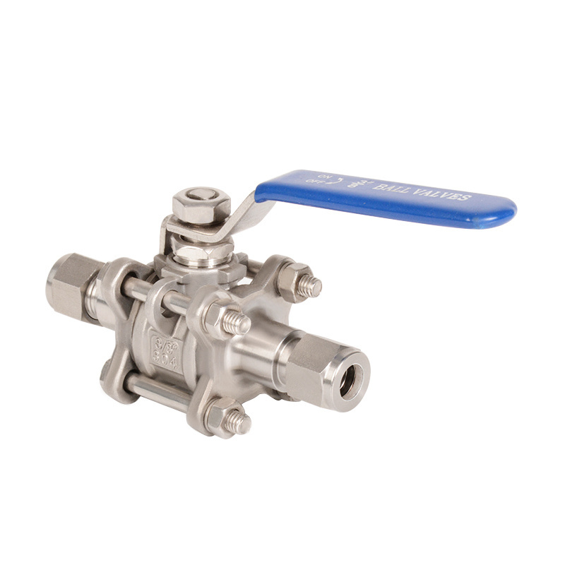 Stainless Steel SS316 1000psi Double Ferrules Compression 3 Pieces Casting Ball Valve with Tube Fitting