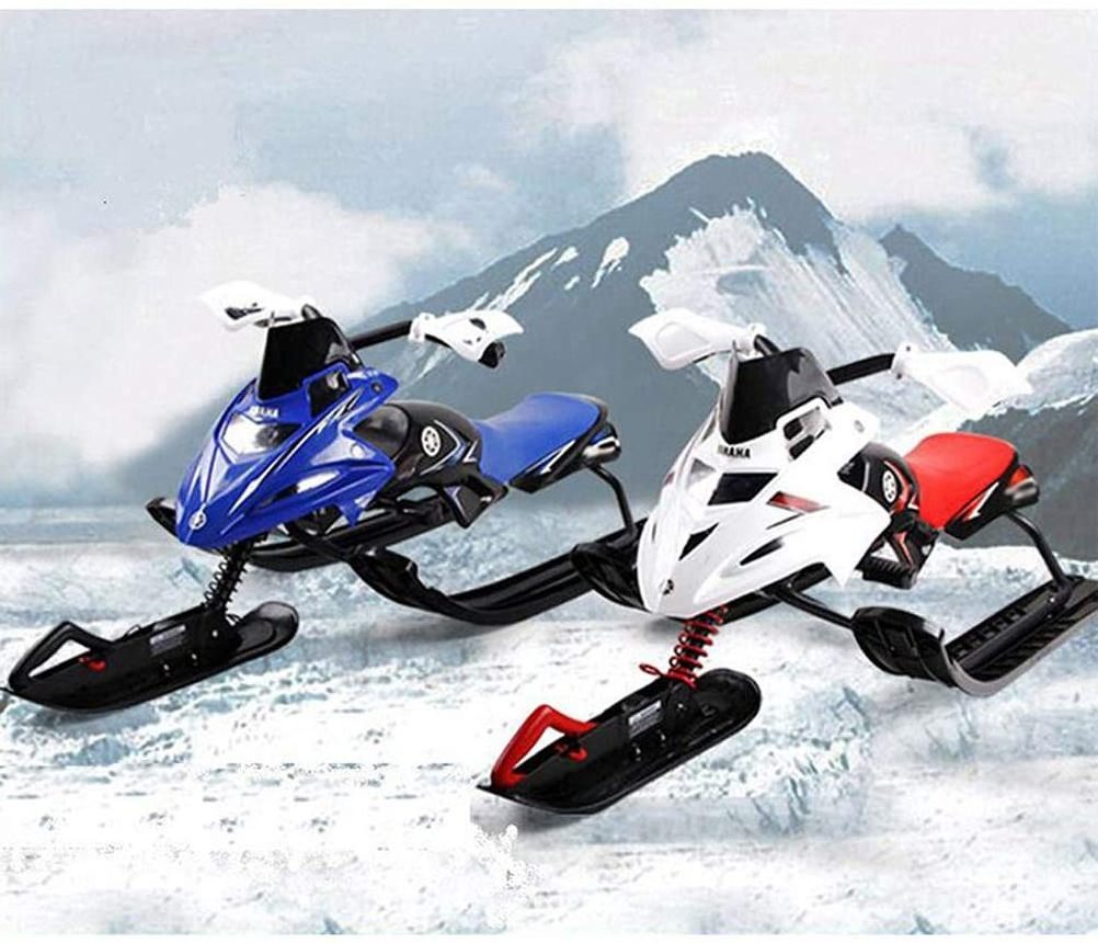 Snow Racer Sled Kids Adult Unpowered Ski Car Snowmobile Skater Sleigh Downhill Steerable Sled Ski Motorcycle with Brake